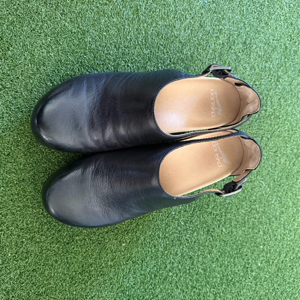 Dansko Black Leather Mules